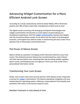 Advancing Widget Customization for a More Efficient Android Lock Screen