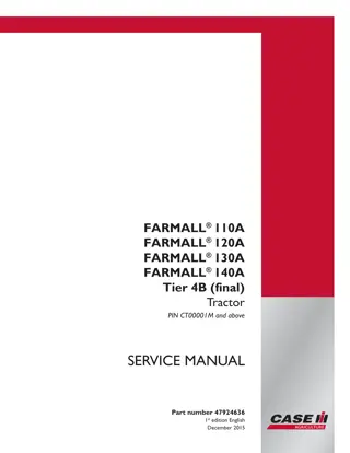 CASE IH FARMALL 120A Tier 4B (final) Tractor Service Repair Manual Instant Download (PIN CT00001M and above)