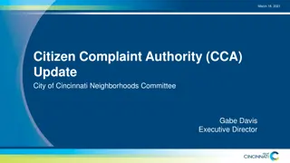 Citizen Complaint Authority (CCA) Overview in City of Cincinnati Neighborhoods