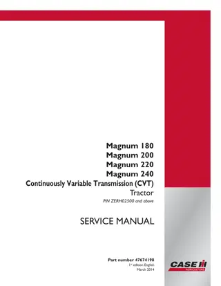 CASE IH Magnum 180 Continuously Variable Transmission (CVT) Tier 4B Tractor Service Repair Manual Instant Download (PIN ZERH02500 and above)