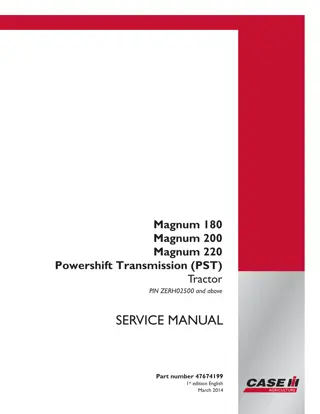 CASE IH Magnum 180 Powershift Transmission (PST) Tier 4B Tractor Service Repair Manual Instant Download (PIN ZERH02500 and above) 1