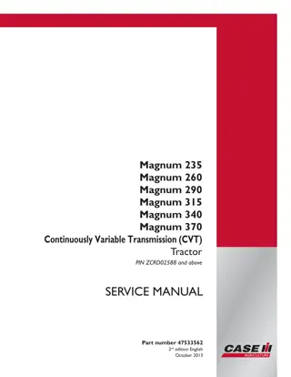 CASE IH Magnum 235 Continuously Variable Transmission (CVT) Tractor Service Repair Manual Instant Download (PIN ZCRD02588 and above)