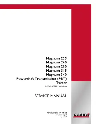 CASE IH Magnum 235 Powershift Transmission (PST) Tractor Service Repair Manual Instant Download (PIN ZCRD02585 and above)