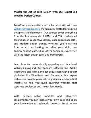 Master the Art of Web Design with Our Expert-Led Website Design Courses