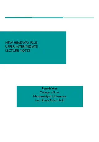 Understanding Verbs: Unit 1 Lecture Notes - New Headway Plus Upper-Intermediate