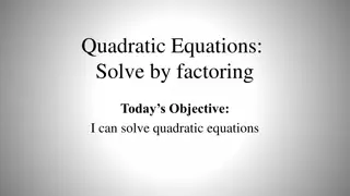 Quadratic Equations and Functions