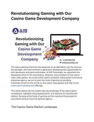 Revolutionizing Gaming with Our Casino Game Development Company