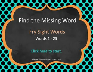 Find the Missing Word Fry Sight Words Activity