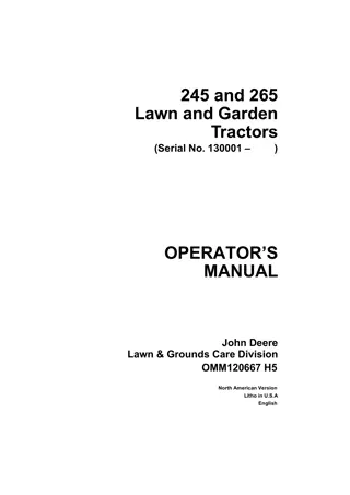 John Deere 245 Lawn and Garden Tractors Operator’s Manual Instant Download (PIN. 130001-) (Publication No.OMM120667)