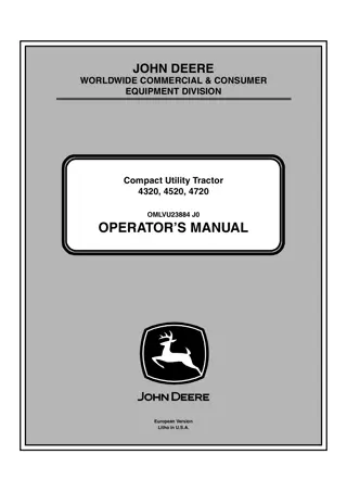 John Deere 4320 Compact Utility Tractor Operator’s Manual Instant Download (4320 PIN.620001- ) (Publication No.OMLVU23884)