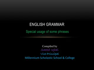 Special Usage of Phrases in English Grammar Compiled by Saeed Iqbal