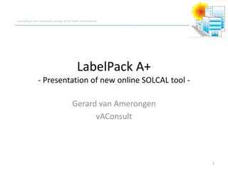 Consultancy for Renewable Energy in the Built Environment with SOLCAL Tool Presentation