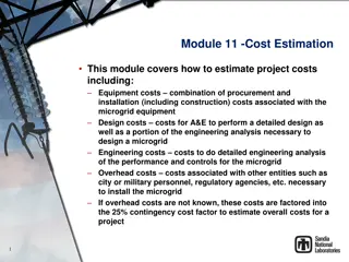 Project Cost Estimation for Microgrid Equipment and Installation