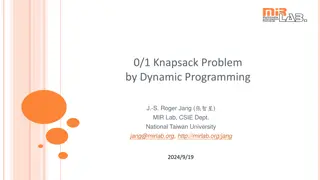 0/1 Knapsack Problem by Dynamic Programming: Optimal Solutions for Maximizing Value