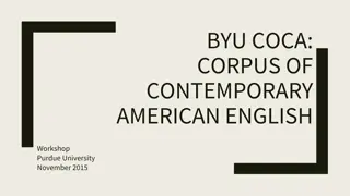 Understanding COCA: Corpus of Contemporary American English Workshop Overview