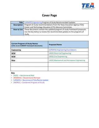 Recommended Updates for Engineering Program of Study