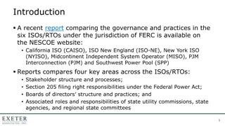 Report on ISO/RTO Governance & Practices in FERC Jurisdiction