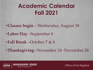 Academic Calendar for Fall 2021 and Spring 2022 Sessions