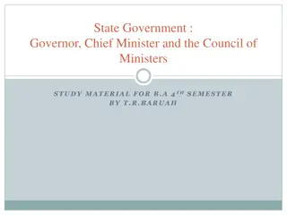 Role of Governor, Chief Minister, and Council of Ministers in State Government in India