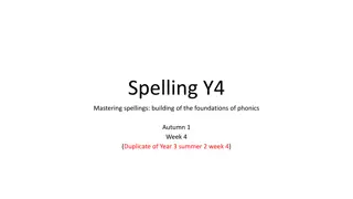 Building Strong Foundations in Spelling: Year 4 Autumn Week 4 Activities