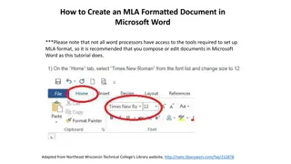 Creating MLA Formatted Documents in Microsoft Word