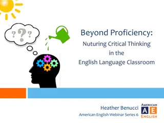 Enhancing Critical Thinking Skills in the English Language Classroom