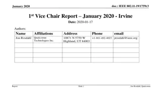 IEEE 802.11-19/1759r3 Vice Chair Report Summary