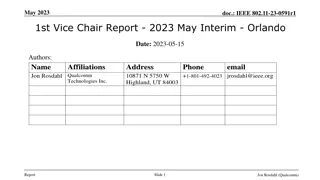 IEEE 802.11-23-0591r1 1st Vice Chair Report May 2023 Interim Orlando