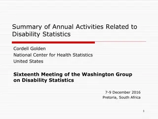 Annual Activities in Disability Statistics- Summary and Reports