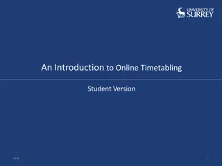 Online Timetabling Overview for Students 2018