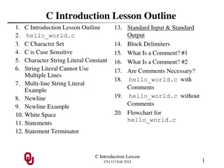 C Introduction Lesson Overview and Basics Summary