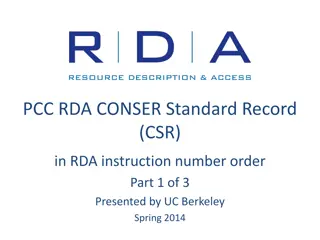 CONSER Standard Record (CSR) in RDA Instructions