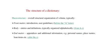 Structure of a Dictionary and Word Definitions