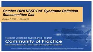 Updates on NSSP CoP Syndrome Definition Subcommittee Activities