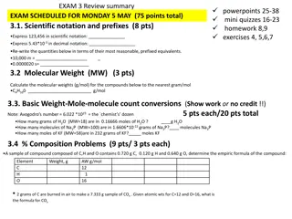 Chemistry Exam Review: Topics in Scientific Notation, Molecular Weight, Stoichiometry, and Limiting Yield