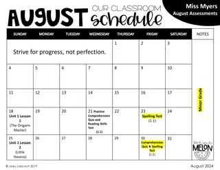 Miss Myers Classroom Assessments Schedule