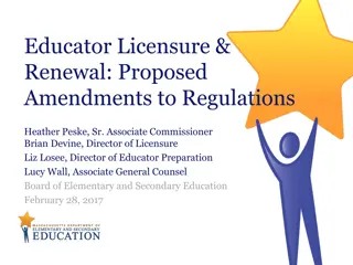 Proposed Amendments to Educator Licensure and Renewal Regulations