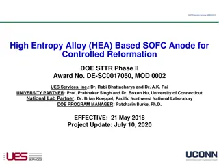 Development of High Entropy Alloy-Based SOFC Anode for Controlled Reformation