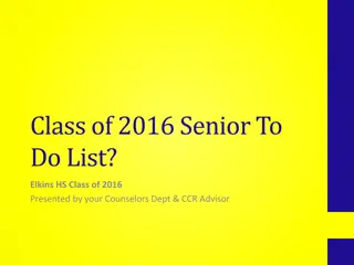 Class of 2016 Senior To-Do List - Elkins HS