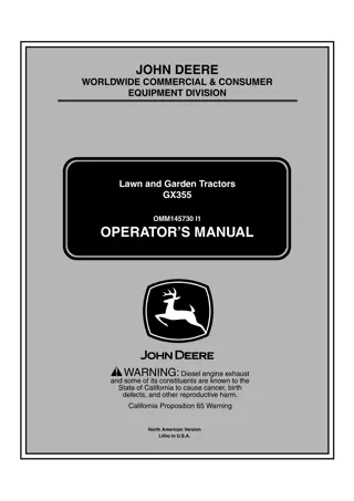 John Deere GX355 Lawn and Garden Tractors Operator’s Manual Instant Download (pin.105001-) (Publication No.OMM145730)