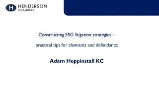 Practical Tips for ESG Litigation Strategies: Claimants and Defendants