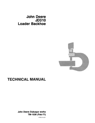 JOHN DEERE JD310 Loader Backhoe Service Repair Manual Instant Download (tm1036)