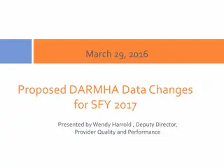 Proposed Changes for DMHA Data in SFY 2017 Presentation Summary