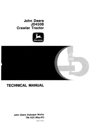 JOHN DEERE JD450B Crawler Tractor Service Repair Manual Instant Download (tm1033)