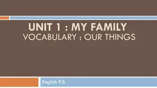 Learning About Family Vocabulary and Personal Items in English