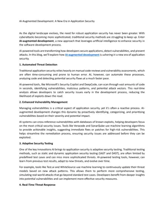 AI-Augmented Development A New Era in Application Security