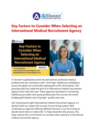 Key Factors to Consider When Selecting International Medical Recruitment Agency