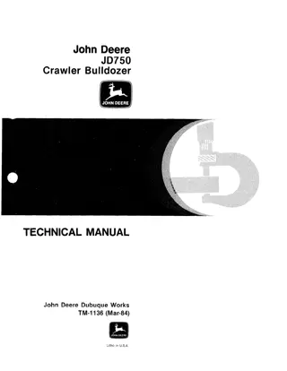 JOHN DEERE JD750 CRAWLER BULLDOZER Service Repair Manual Instant Download