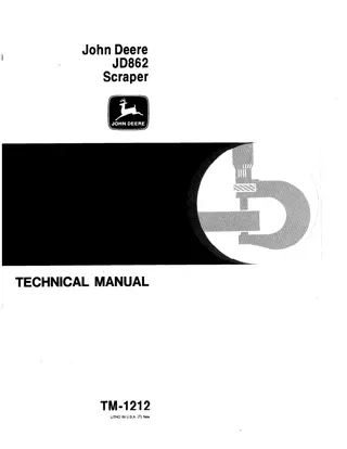 JOHN DEERE JD862 SCRAPER Service Repair Manual Instant Download