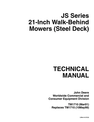 John Deere JS Series 21-Inch Walk-Behind Mower Service Repair Manual Instant Download (TM1710)